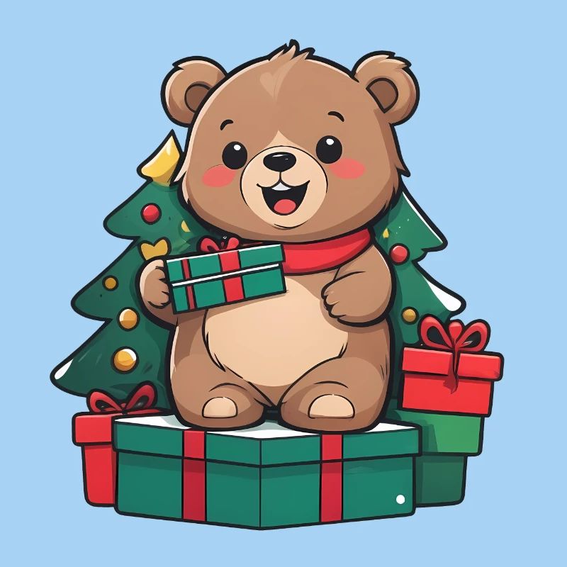 Cute bear celebrating Christmas.