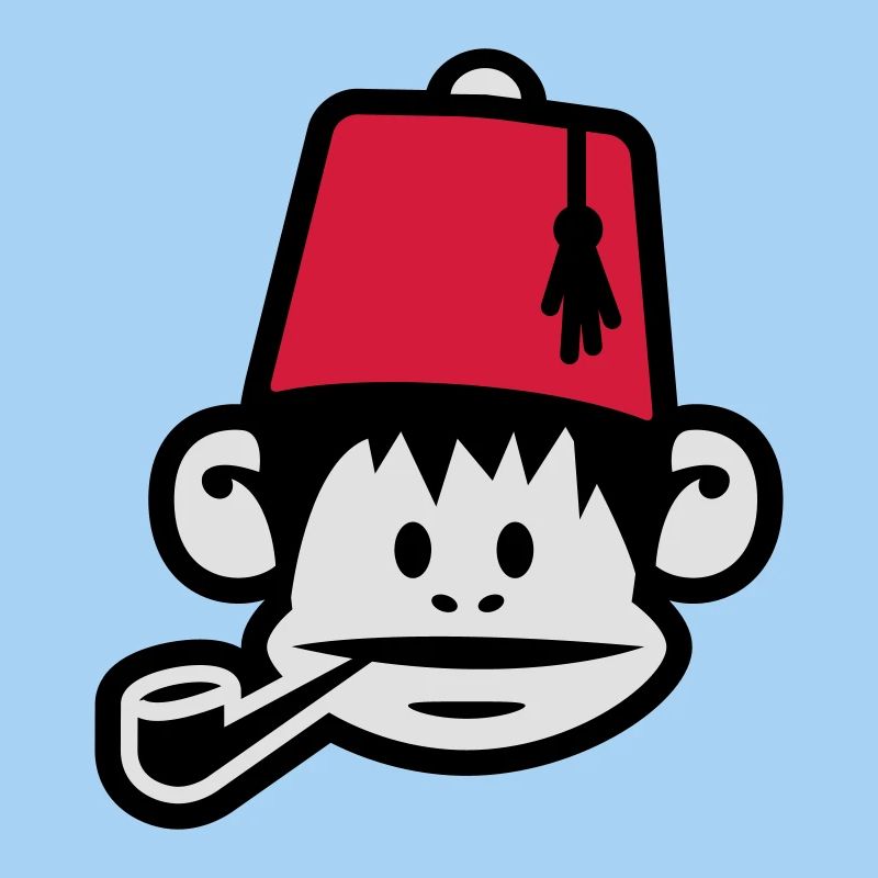 monkey fez ape primat affe pipe smoker