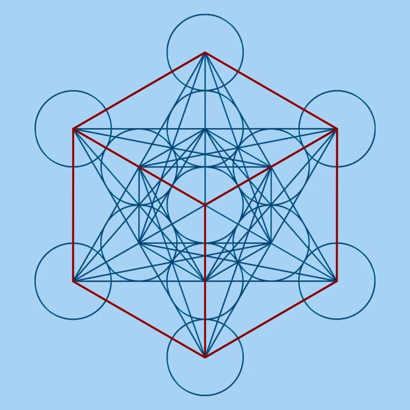 Le cube de Metatron - rouge bleu