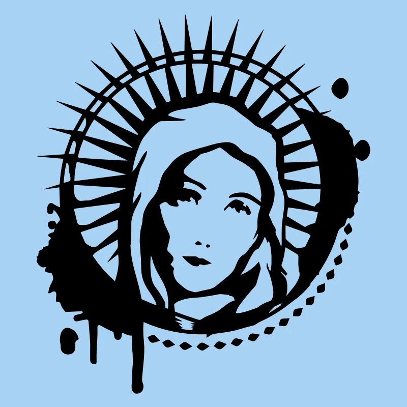 Holy Mary portrait graffiti stencil