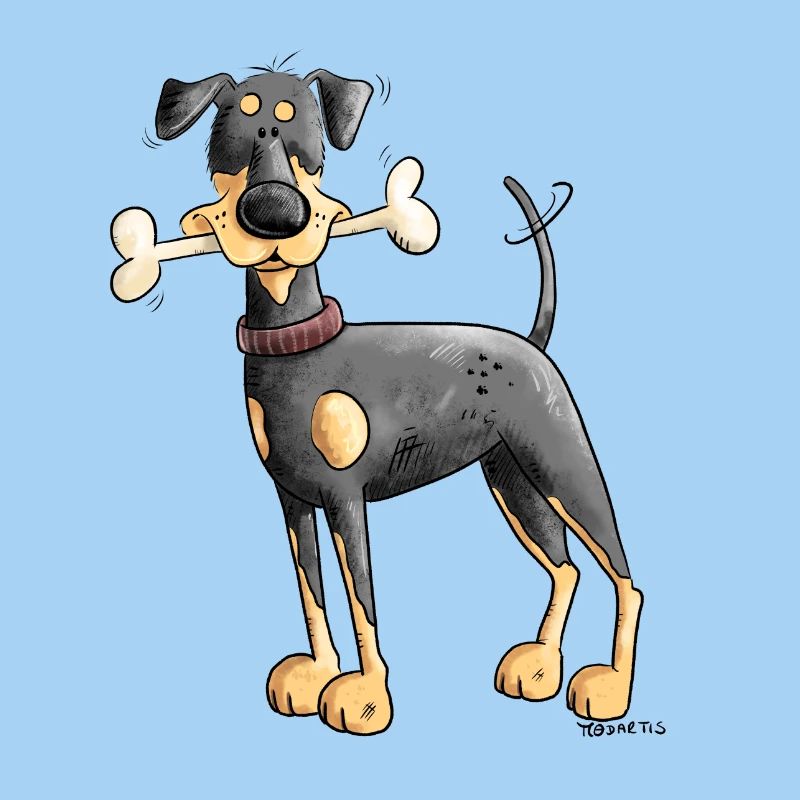 Dobermann Oder Pinscher mit Knochen