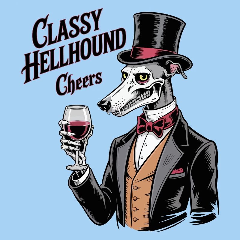 Classy Hellhound with Wine Glass