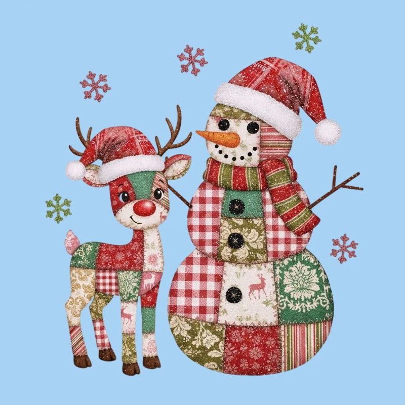Patchwork Snowman and Reindeer