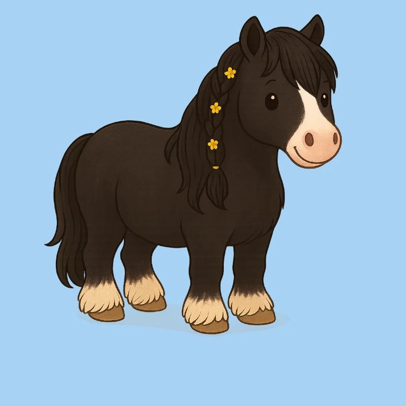 Schwarze Tinker Stute Katy mit Blumenbraid