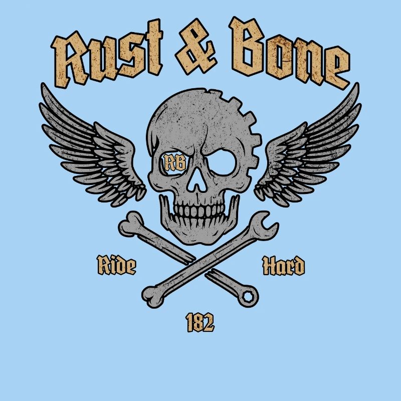Rust Bone Motorcycle Skull Wing Design