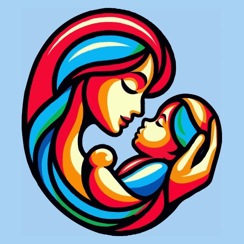 Bunte Mutter-Kind-Harmonie