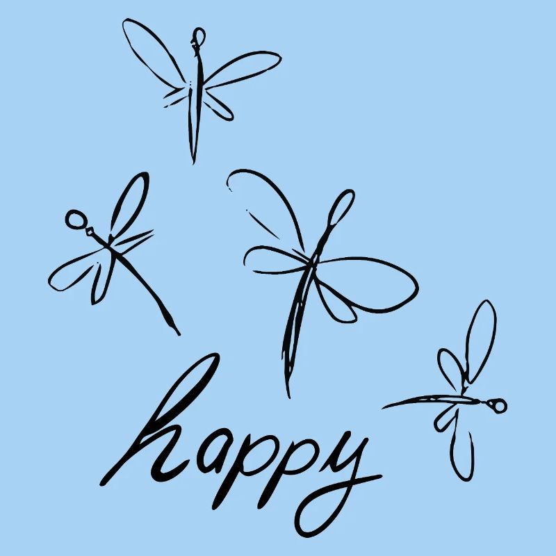 Dessin de libellule avec - lettrage heureux -