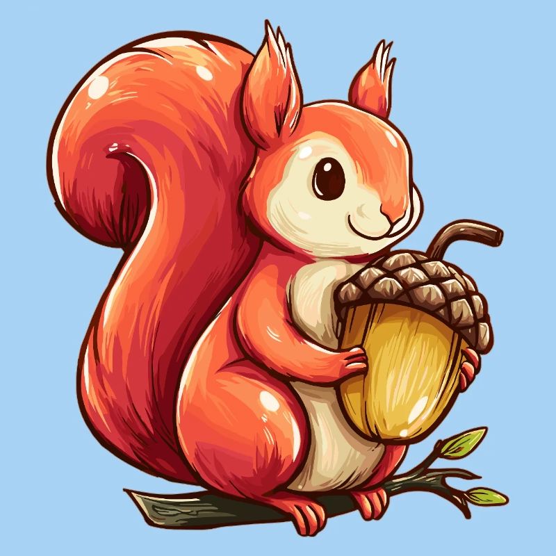 Kuscheliges Eichhörnchen mit Eichel