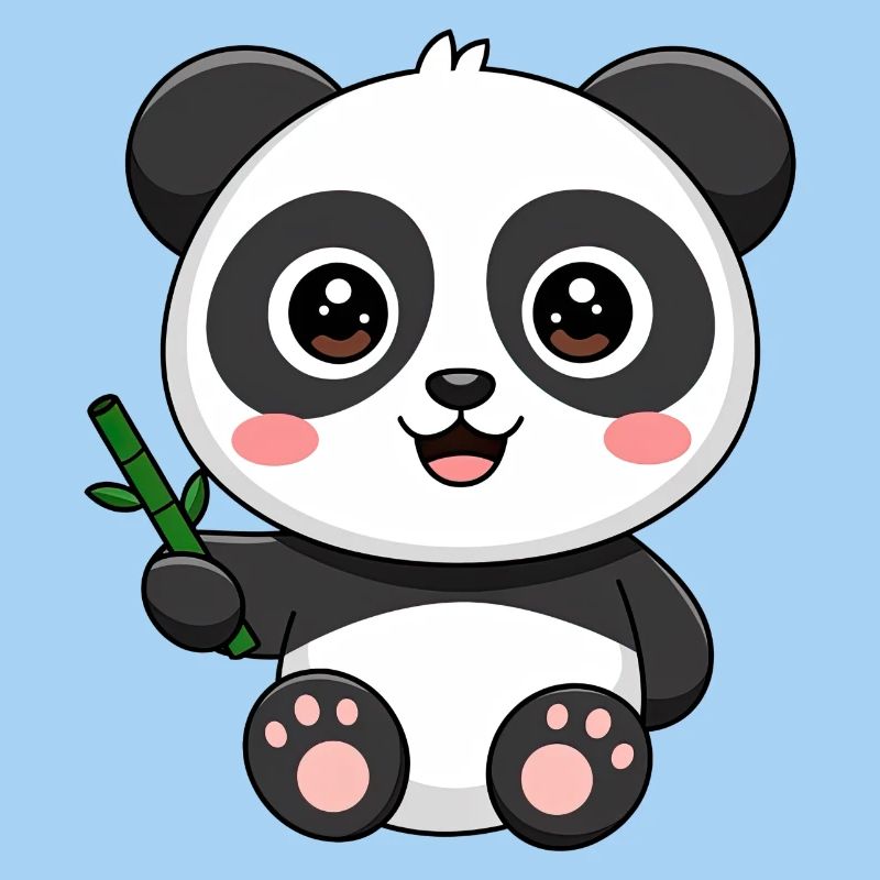 Mignon bébé panda avec bambou