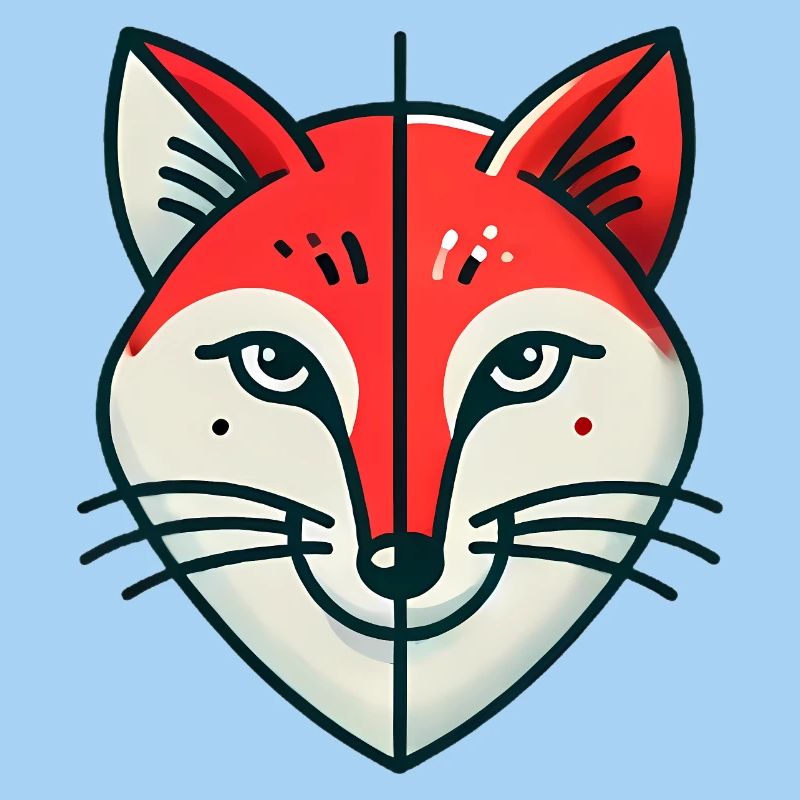 Geometric Split Fox Illustration