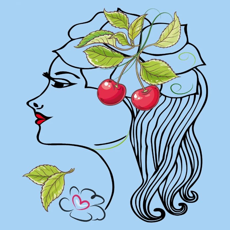Woman's head with cherries