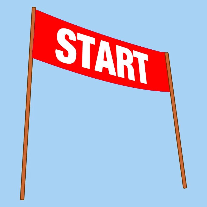 Red banner with START – Ready for the start!