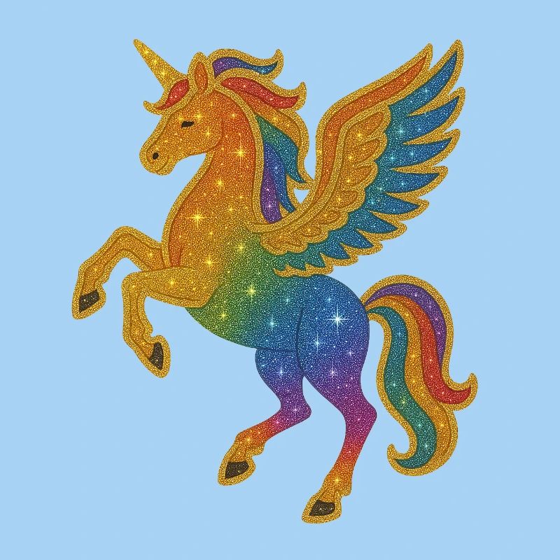 Glitzernde Regenbogen-Pegasus-Illustration