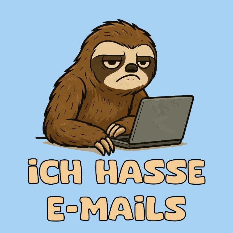 Lässiger Faultier-Design mit E-Mail-Sarkasmus