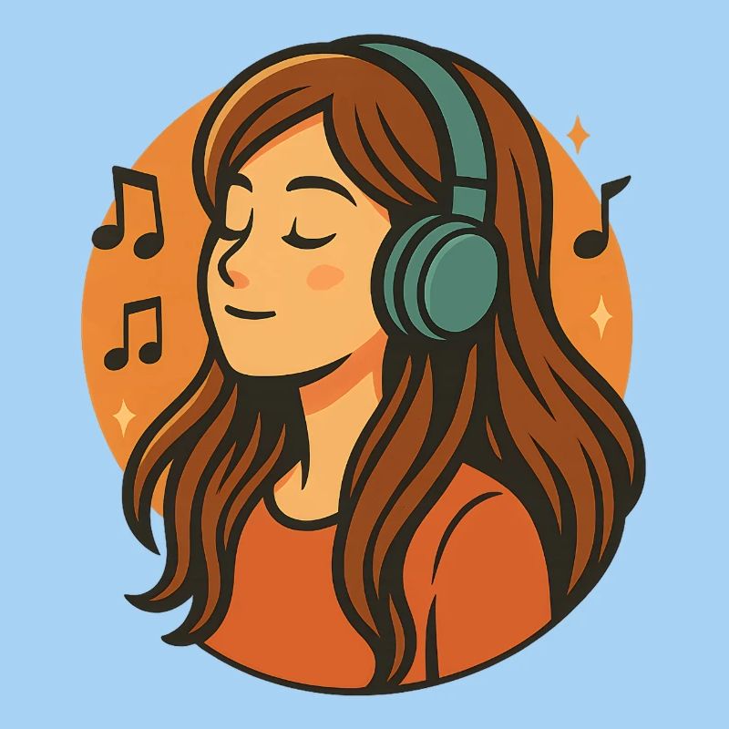 Mädchen hört entspannte Musik mit Kopfhörern