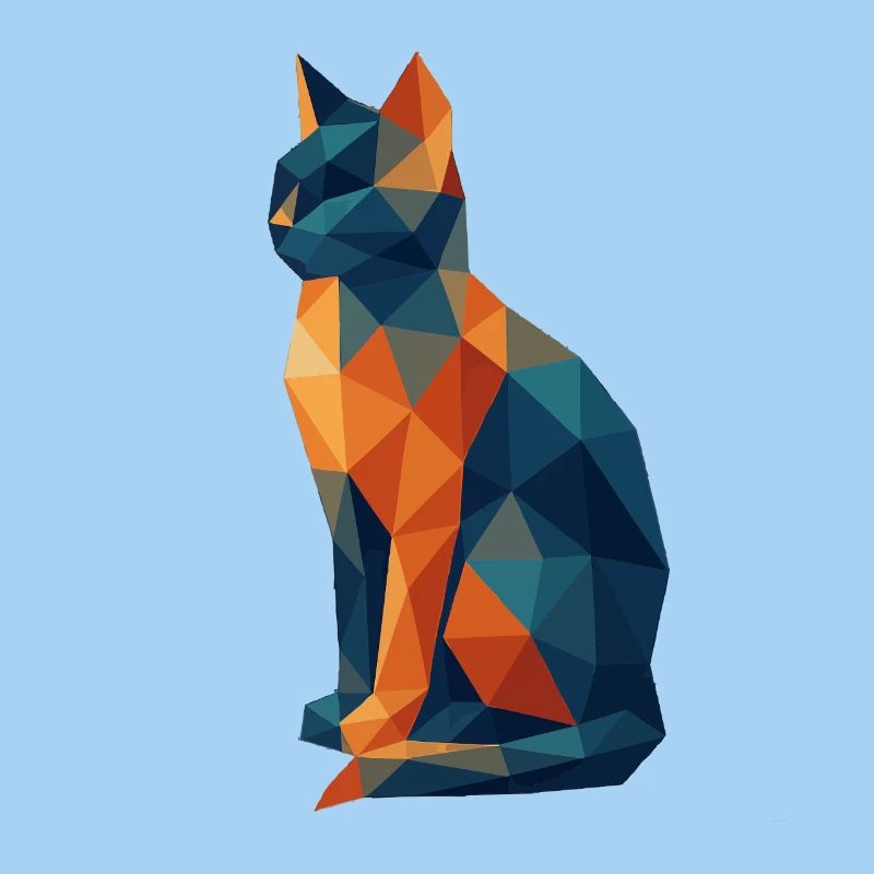 Geometrische Polygonkatze BlauOrange
