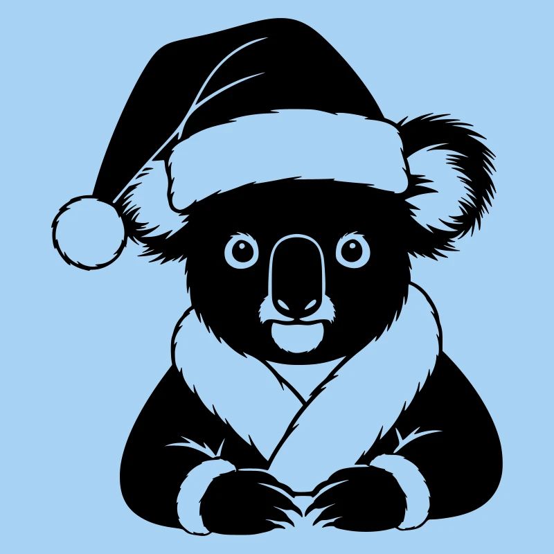 Weihnachts-Koala Comic – Schwarz Weiß
