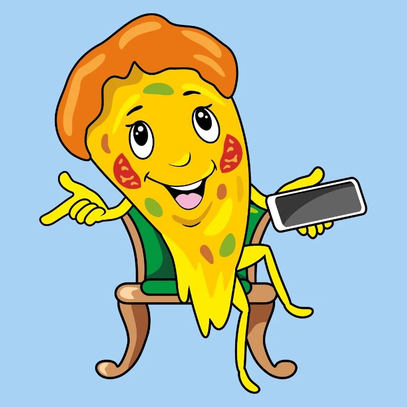 Une part de pizza de dessin animé prend commande