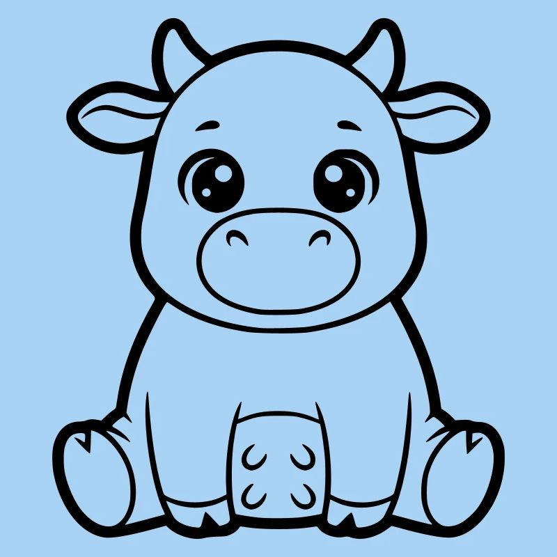 Cute Cow Calf Comic Coloring Vector