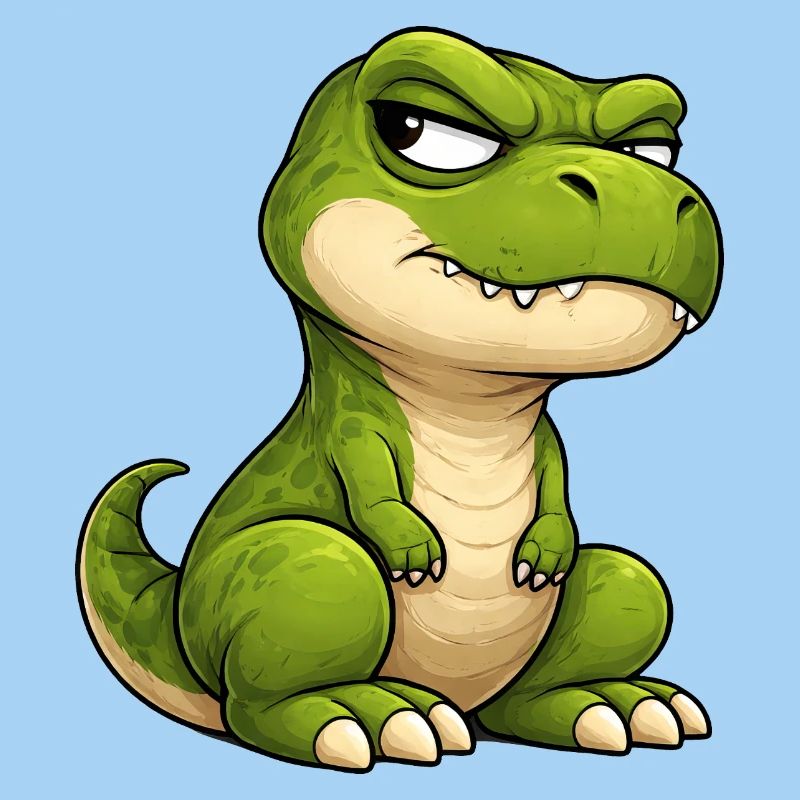 Grumpy T-Rex Cartoon Skeptical Look