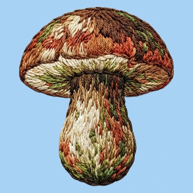 Champignon en aspect brodé (imprimé)