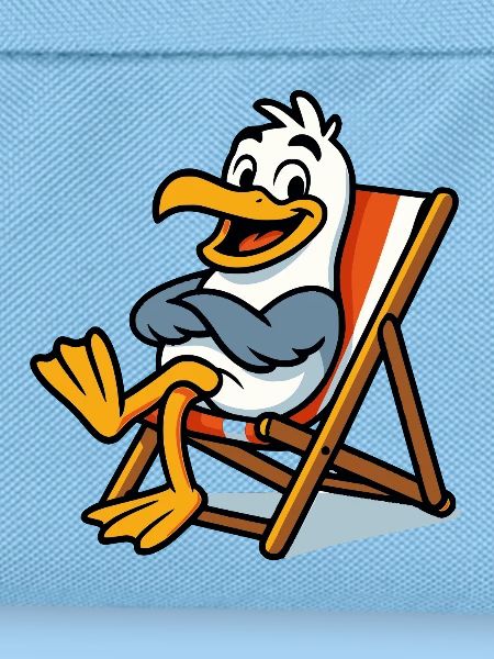 Lounge seagull on the beach