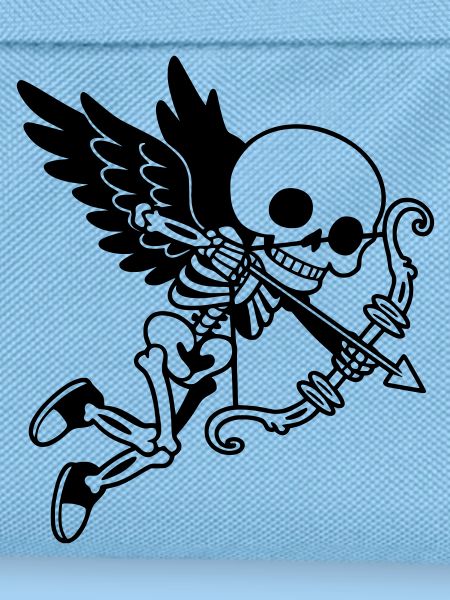 Skeleton Cupid with Wings Black