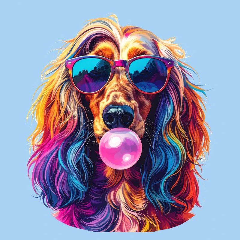 Pop-Art Afghanischer Windhund mit Bubblegum