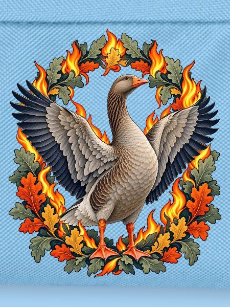 Graugans im Martinsfeuer-Blätterbogen