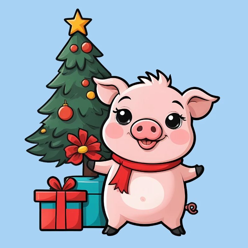 Cochon mignon célébrant Noël.