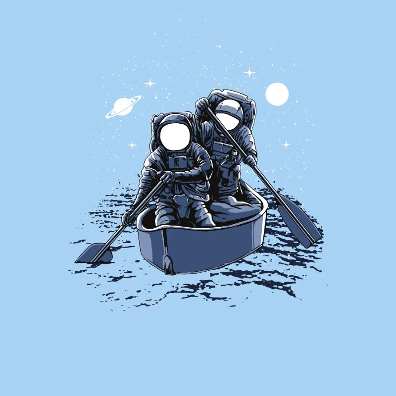 Deux astronautes d'aviron à travers l'univers.