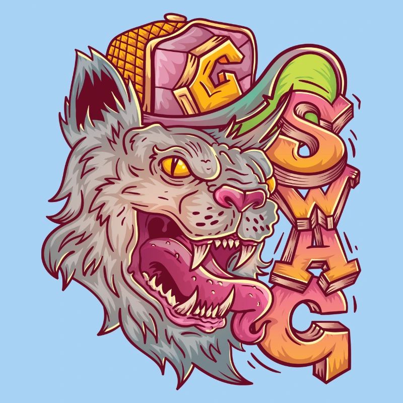 Wild swag cat in graffiti style.