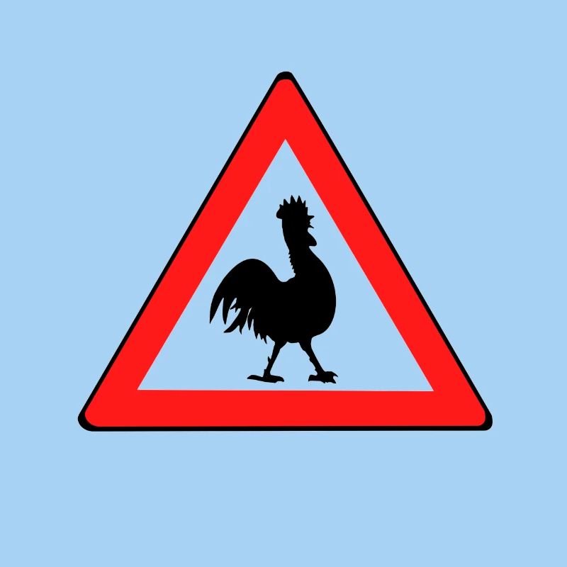 Hühnerwarnschild mit Humor