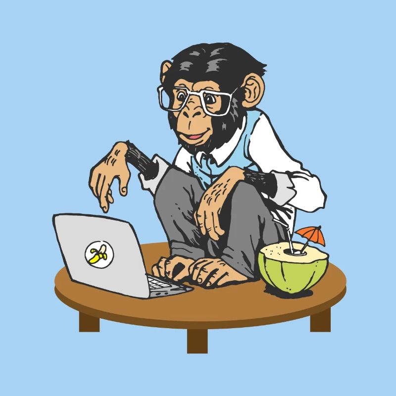 Affe vor Laptop