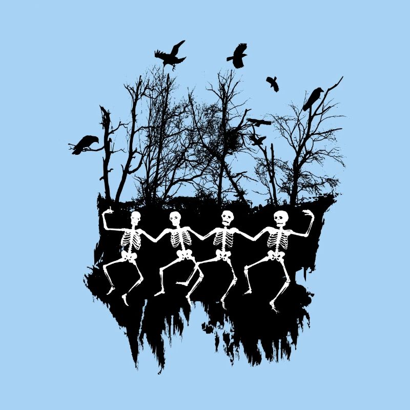 Dancing Skeleton Illustration Black & White
