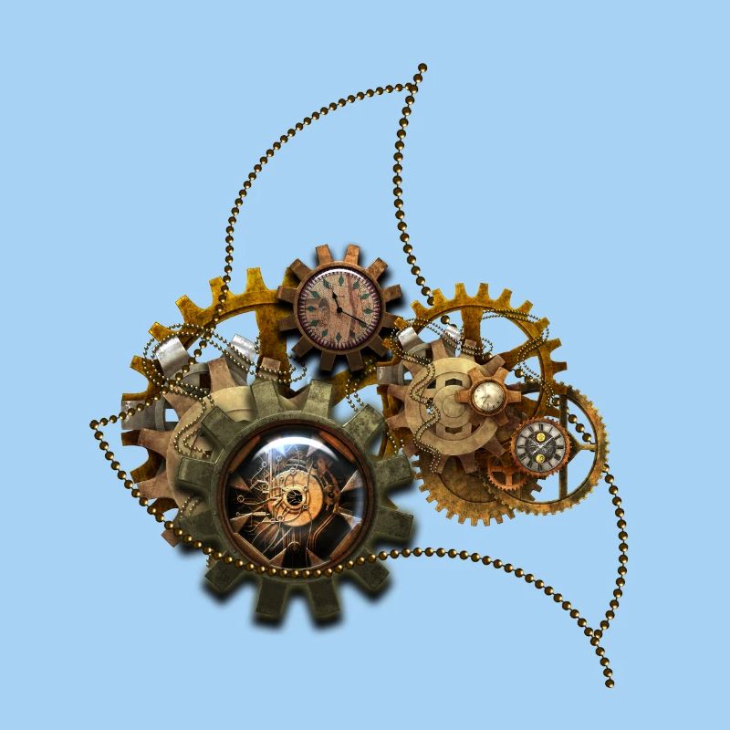 Steampunk, wunderbare Uhr mit Getriebe.