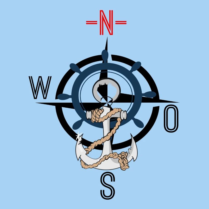 Compass anchor and steering wheel