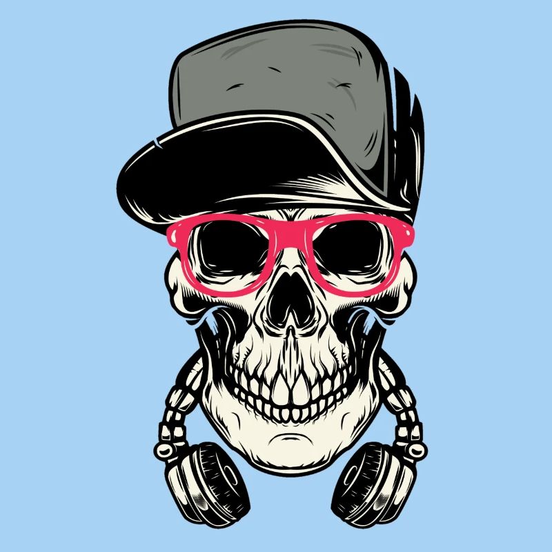 DJ Totenkopf mit Kopfhörer