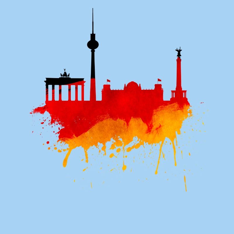 Berlin Skyline Allemagne Drapeau Drapeau Allemand