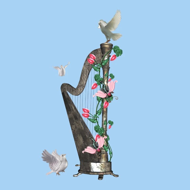 Wunderbare Harfe mit Taube