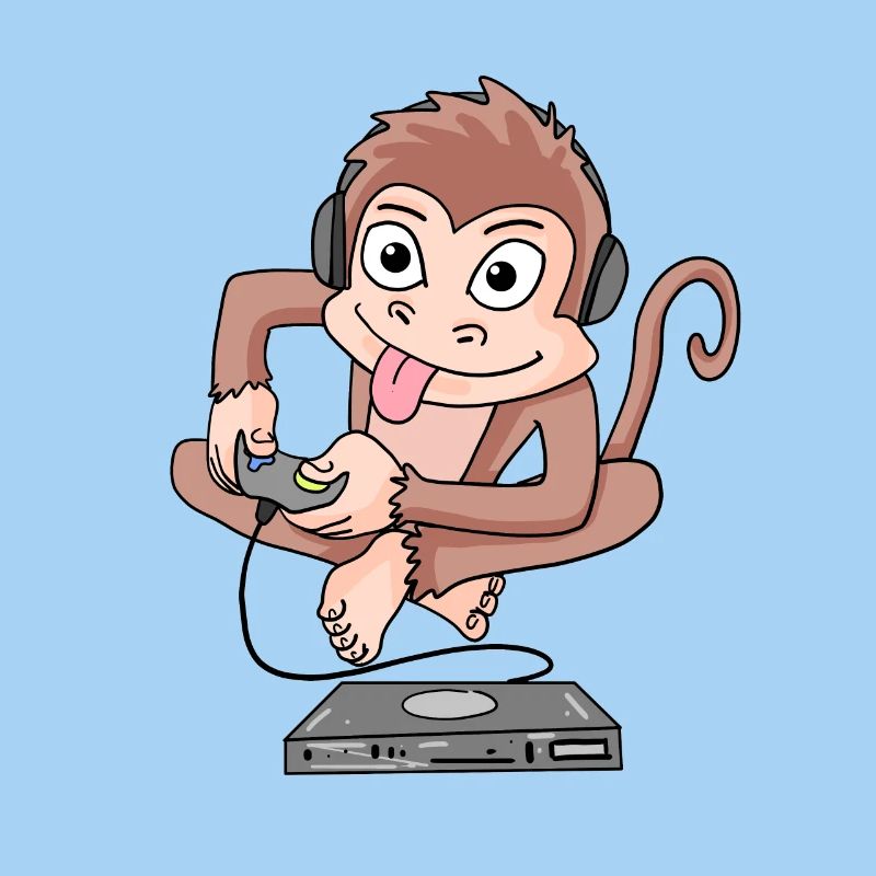 Monkey plays video games