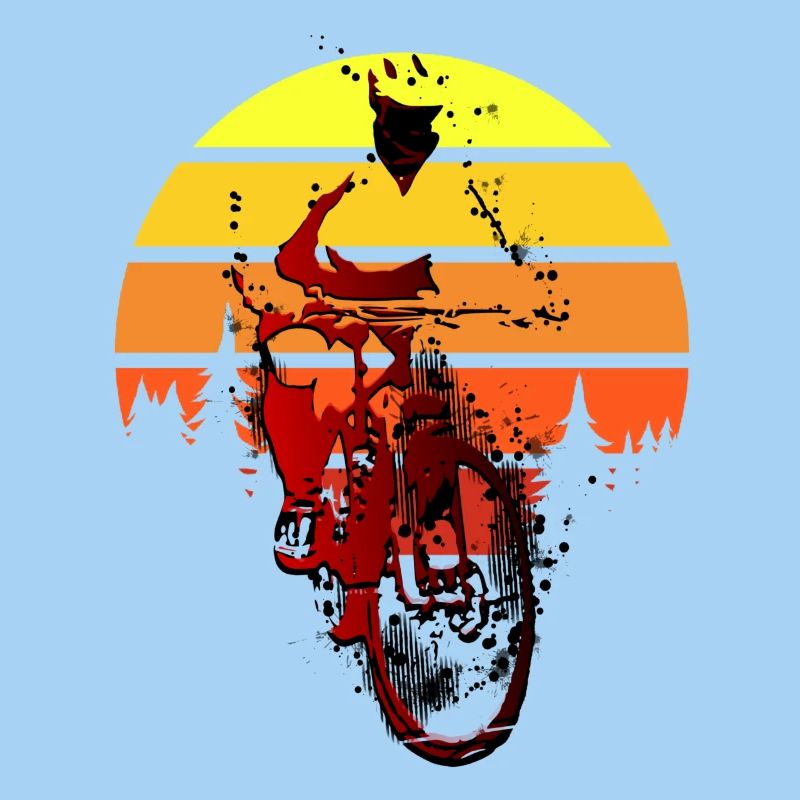 Bicycle Rider in Sunset Retro