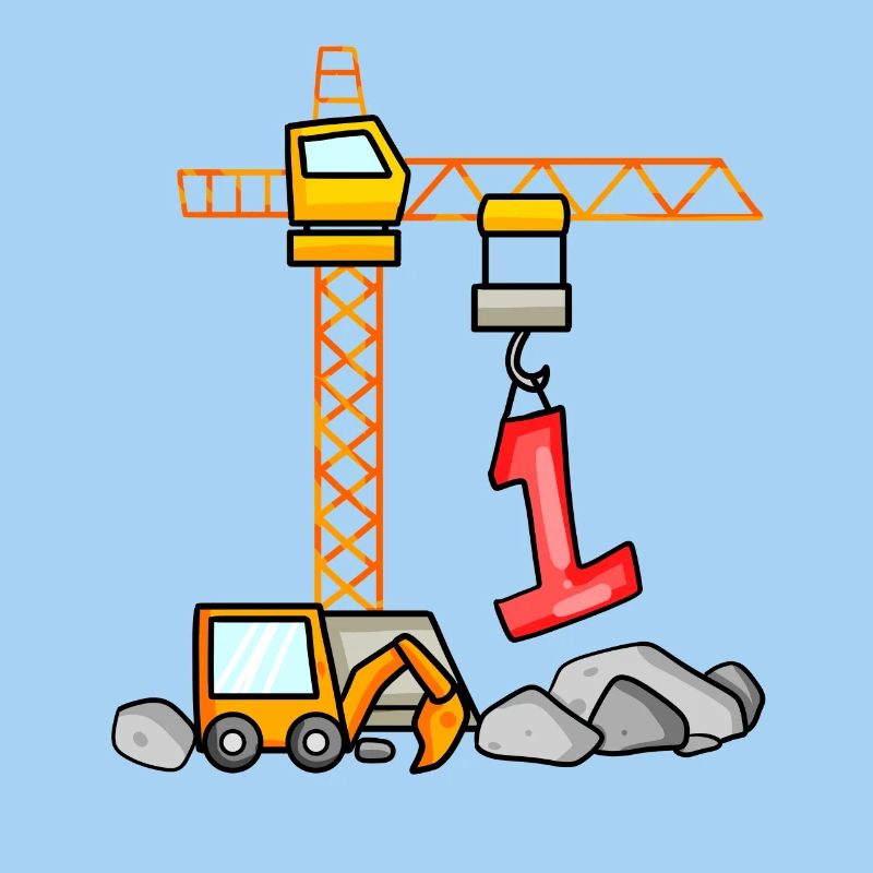 Kinder Geburtstagsshirt Bagger 1 Junge Baustelle 1