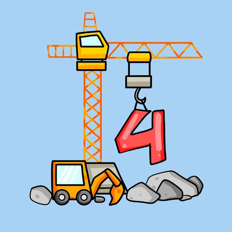 Kinder Geburtstagsshirt Bagger 4 Junge Baustelle 4