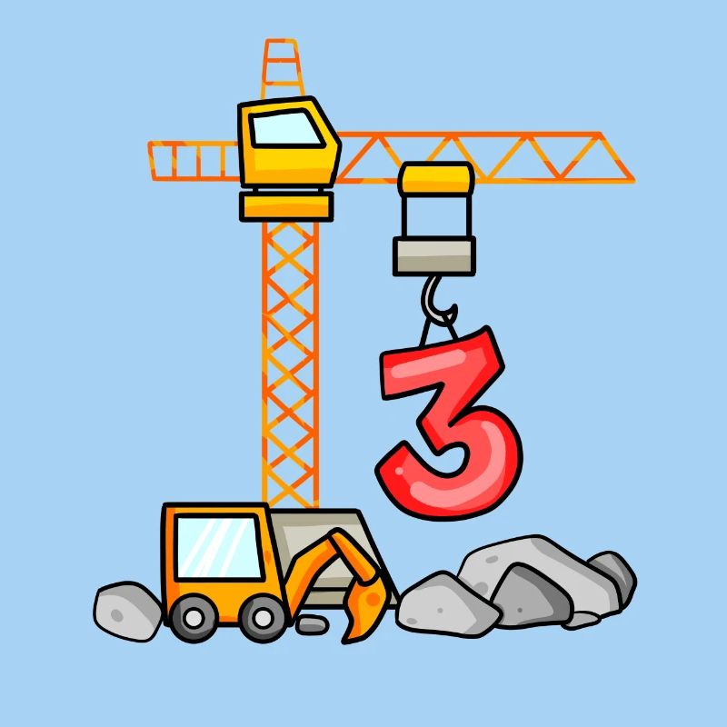 Kinder Geburtstagsshirt Bagger 3 Junge Baustelle 3