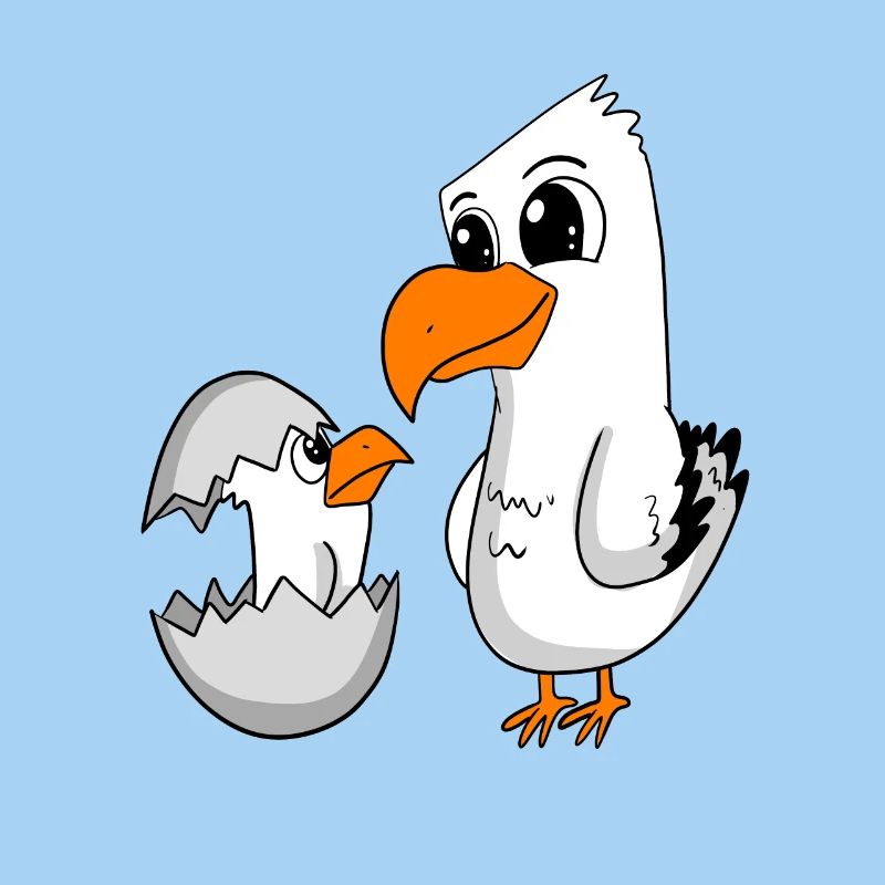 Möwe mit Baby Möwe