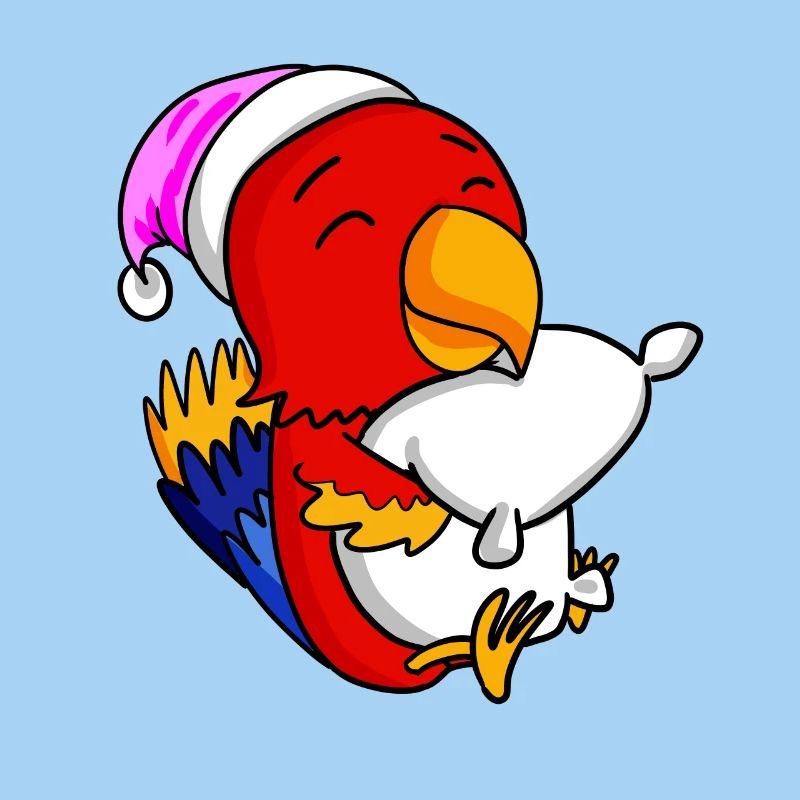 Parrot with pillow and sleeping cap
