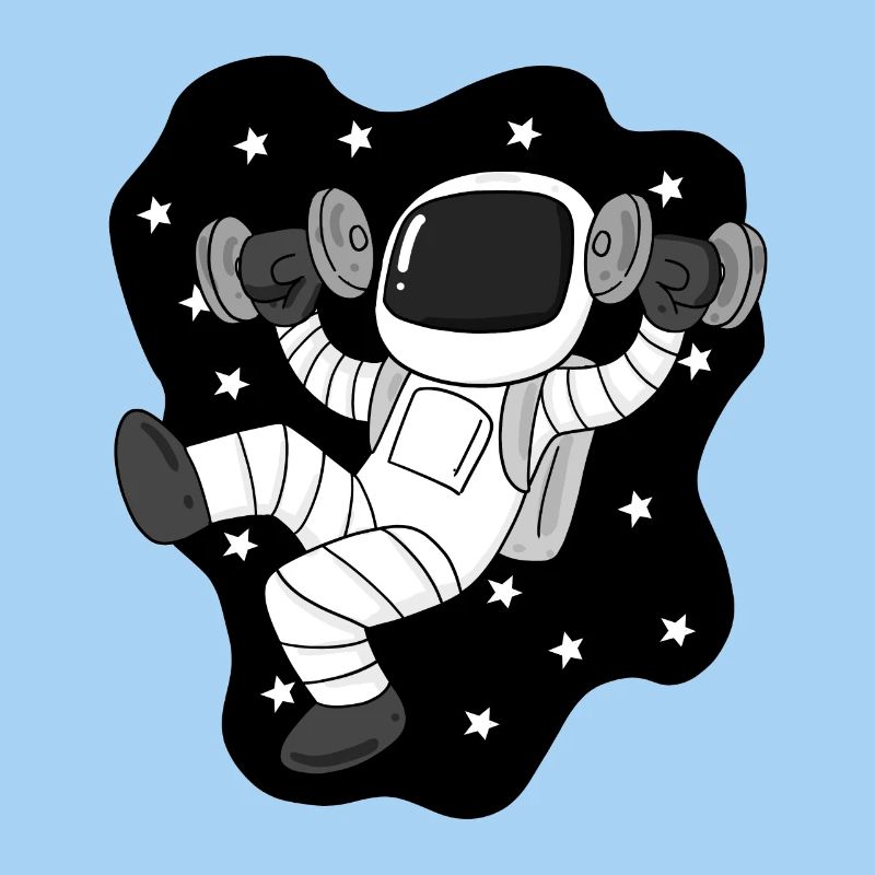 Astronaute avec des haltères dans l’espace