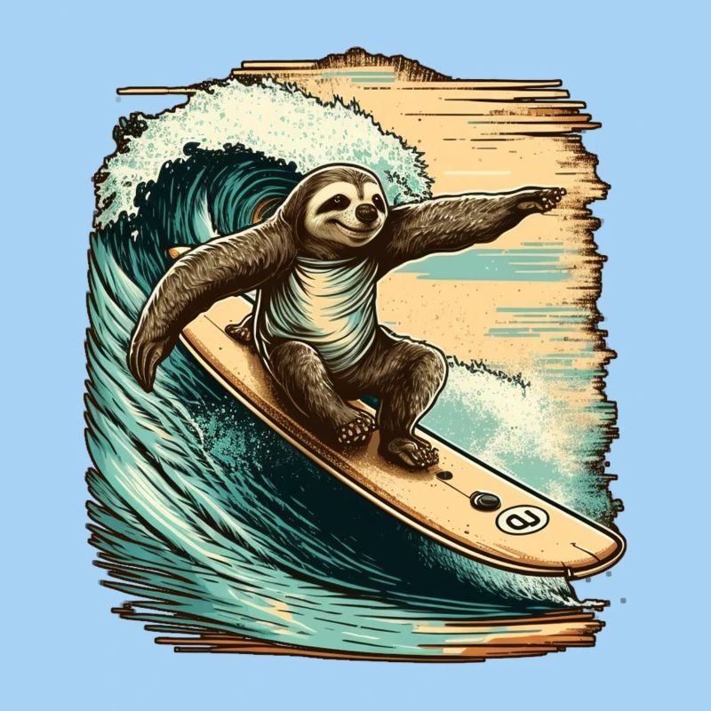 Le surf paresseux s’amuse dans les vagues