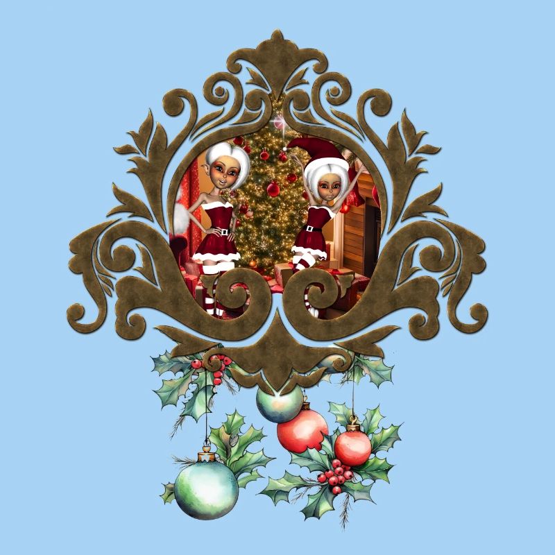 Weihnachtsmann und Elfen nach Feierabend.